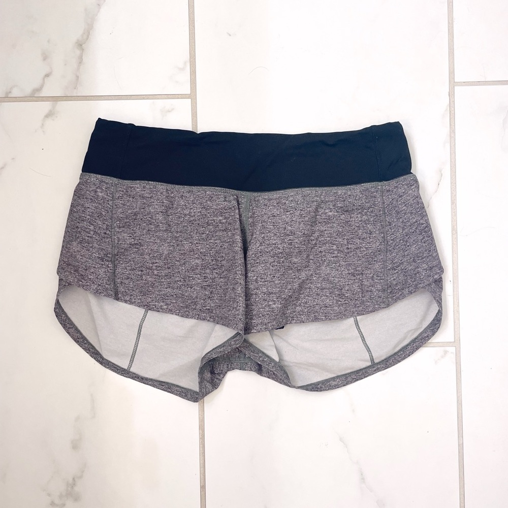 Grey lulu lemon speed up low-rise 2.5 shorts size 4
